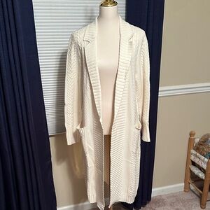 Talbots Cream Long Cardigan Sweater